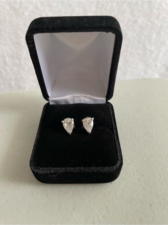 Jewelry - 925 Pear Cut CZ Stud Earrings Sterling Silver 14K Gold Plated Fine Jewelry w Box